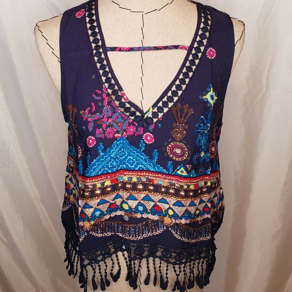 Colorful Boho Fringe Top